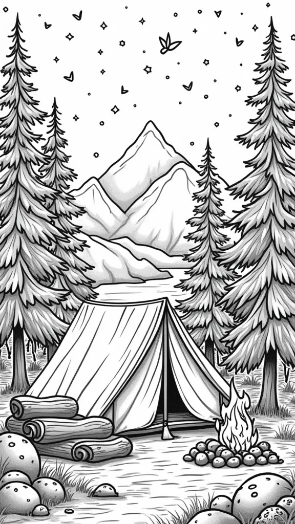 coloriages de camping pour adultes